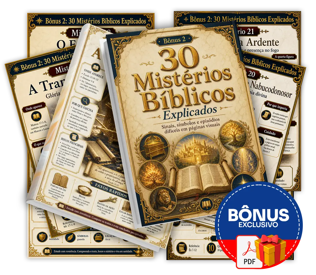 Mockup do bônus 30 Mistérios Bíblicos Explicados